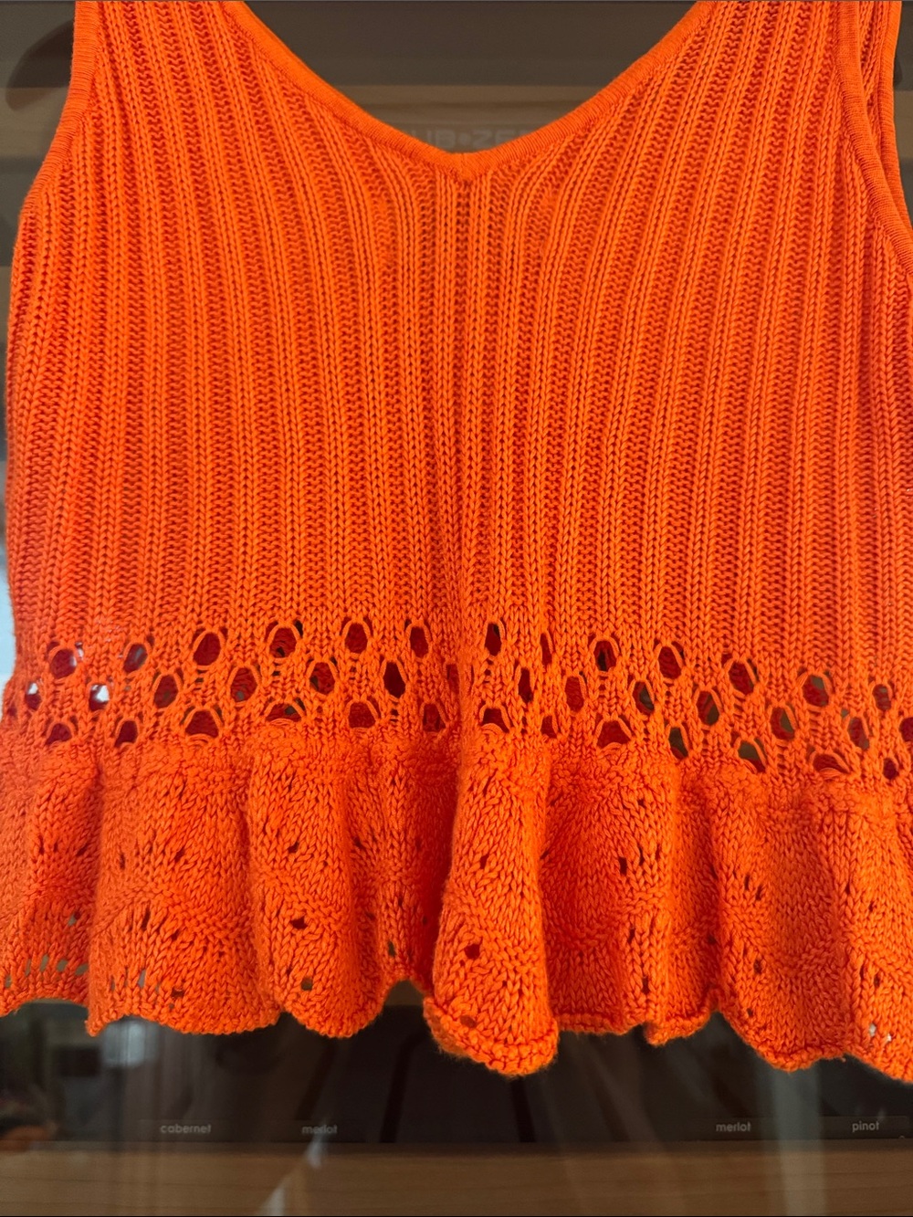 Beach Riot Orange Open Knit Peplum Tank Top Size M - Picture 6 of 6